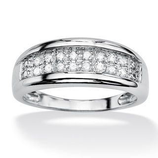 Isabella Collection Platinum over Silver Pave Diamond Ring