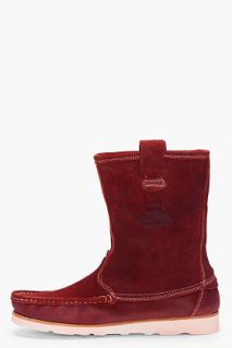 N.D.C. Made by Hand Burgundy Suede Nebraska Boots for men