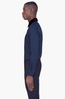 Marni Navy Detachable Velvet Collar Shirt for men