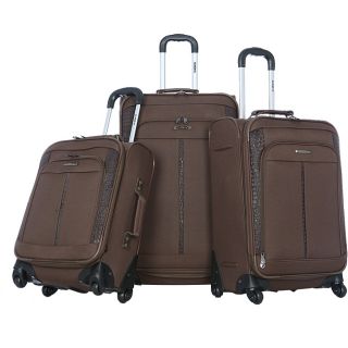 Olympia Corea 3 piece Black PVC Expandable Spinner Luggage Set