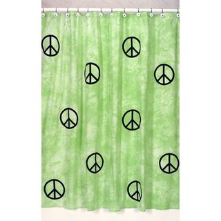 Lime Groovy Peace Sign Tie Dye Shower Curtain