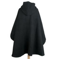 Burberry Black Plaid Wool/ Cashmere Blend Hooded Cape