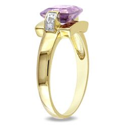 Miadora 10k Yellow Gold Square Amethyst and Diamond Accent Ring
