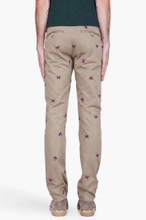 Band Of Outsiders Taupe Embroidered Dog Chinos for men