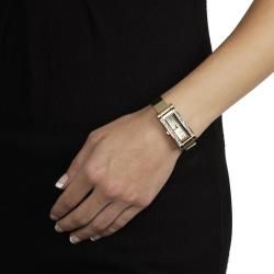 Geneva Womens Platinum Rectangle Face Rhinestone Cuff Watch