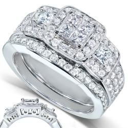 14k White Gold 1 1/6ct TDW Diamond Bridal Ring Set