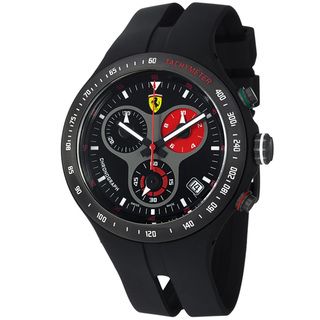 Ferrari Mens Jumbo Black Dial Black Strap Chronograph Watch