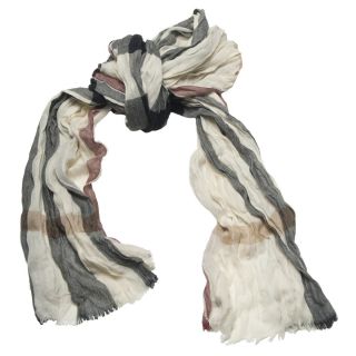 Burberry Ivory Plaid Cashmere Crinkled Scarf