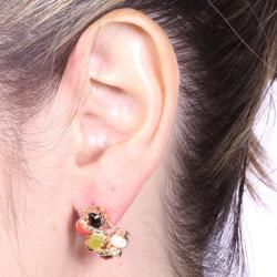 Angelina DAndrea Goldtone Multi gemstone and Crystal Stud Earrings