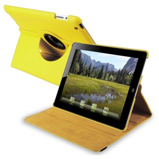 Yellow 360 degree Swivel Leather Case for Apple iPad 2