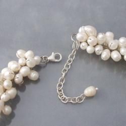 Sterling Silver Pearl and Mother of Pearl Colossal Floral Necklace