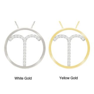 10k Gold White Zircon Astrological Sign Necklace