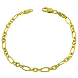 14k Yellow Gold Polished Fancy Alternate Flat Link Bracelet