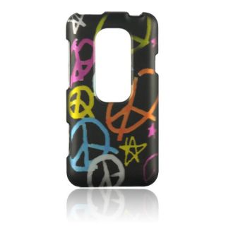 Luxmo Handmade Peace Sign Rubber Coated Case for HTC EVO 3D