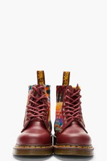 Dr. Martens Burgundy Printed Wool Pendleton Edition Boots for men