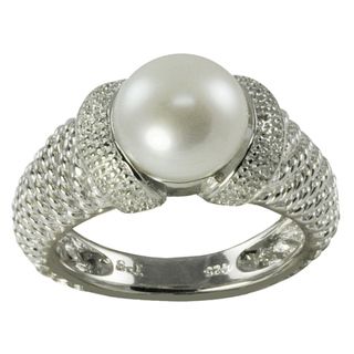 Pearls For You Sterling Silver White Freshwater Pearl Ring (9 9.5 mm