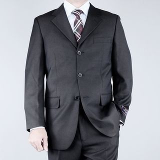 Carlo Lusso Mens Textured Black 3 button Suit