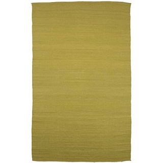 Flat Weave Green Wool Rug (4 x 6)