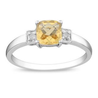 Sterling Silver Citrine and Diamond Fashion Ring