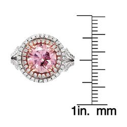 18k White Gold Brilliant cut Pink Diamond Halo Ring