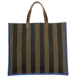 Fendi Striped Canvas Colorblock Tote Bag