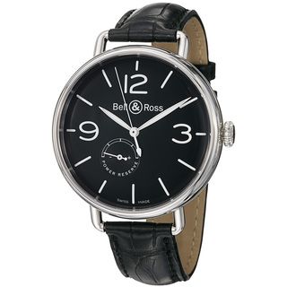 Bell & Ross Mens Vintage Black Dial Leather Strap Automatic Watch