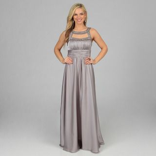 Decode 1.8 Womens Silver Long Bead embellished Keyhole Gown