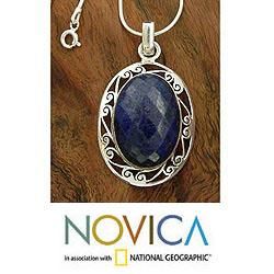 Sterling Silver Seductive Blue Lapis Lazuli Necklace (India