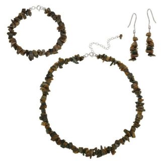 Stonique Creations Sterling Silver Tigers Eye Chip Jewelry Set