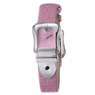 Fendi Womens B. Fendi Pink Dial Pink Fabric Leather Strap Watch