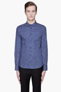 Billtornade Blue Polka Dot Layered Print Shirt for men