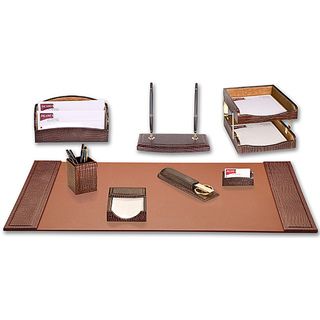 Dacasso Crocodile Embossed Leather 10 piece Desk Set