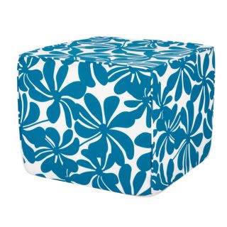Brooklyn 16 inch Square Turquoise Floral Indoor/Outdoor Ottoman
