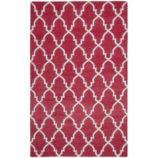 Hand woven Moroccan Dhurrie Red Wool Rug