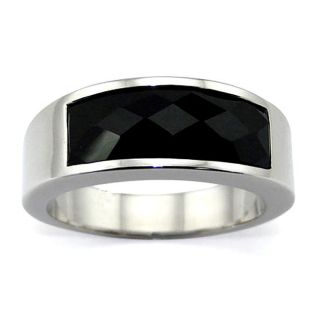 Stainless Steel Black Inlay Cocktail Ring