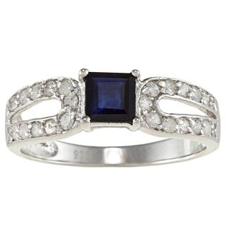 Viducci Sterling Silver Sapphire and 1/2ct TDW Diamond Ring (G H, I1