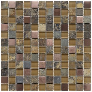 Somertile Basilica 1 inch Alloy Copper Stone and Glass Mosaic Tiles