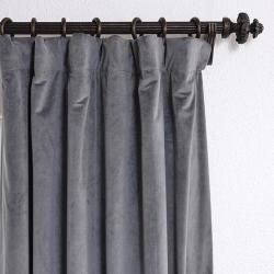 Natural Grey 108 inch Velvet Blackout Curtain Panel