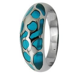 Stainless Steel Turquoise Resin Inlay Cocktail Ring